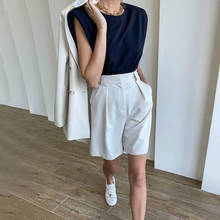2022 New Summer White Classic Knee-Length Office Shorts Women Plus Size High Waist Shorts Candy Color Women's Shorts Short Pants 2024 - buy cheap