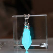 The crystal column Necklace Pendants cylindrical pendant glow in the dark Faceted luminous stone necklaces Luminous crystal 2024 - buy cheap