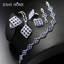 JoiasHome 925 sterling silver jewelry natural field-shaped sapphire popular European and American wild bride jewelry set 2024 - buy cheap