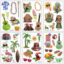 10pcs Hawaiian Beach Party Waterproof Tattoo Stickers Flamingo Temporary Fake Tattoos Summer Tropical Theme Birthday Party Decor 2024 - buy cheap