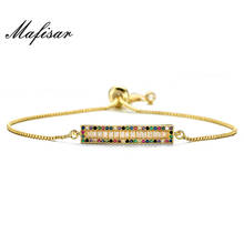 Mafisar-pulsera de circonia cúbica para mujer y niña, brazalete de cadena de Color arcoíris, con incrustaciones aleatorias geométricas, nueva moda 2024 - compra barato