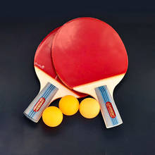 Landson-raqueta de palo de tenis de mesa, juego de pala de Ping Pong de mango largo/corto con bolsa y 3 bolas, doble cara, 2 unids/lote 2024 - compra barato