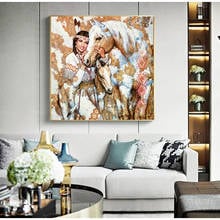 Home Decoration Native Feather Beauty Girl Horse Poster Canvas Art Print Native Women Photography Canvas Painting Wall Picture 2024 - buy cheap