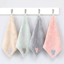Coral fleece hand towel kitchen towel 1PC 25*25cm soft Extreme Comfort Square Cat patch embroidery Towels pink green gray30 2024 - buy cheap