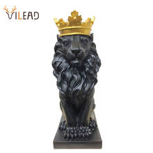 VILEAD 17cm Height Golden Crown Lion King Statue Nordic Handicraft Home Office Decoration Lion King Modle Animals Art Sculpture 2024 - buy cheap