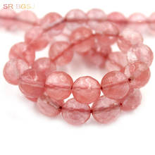 Free Shipping SR 6mm 8mm 10mm Faceted Round Cherry Quartz Loose Gemstone Stone Jewelry Making DIY Jade Beads Strand 15" 2024 - buy cheap