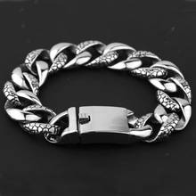 Men's Bracelet Silver Color Curb Link Chain Wristband 316L Stainless Steel Bracelet For Male Jewelry Dropshipping Wholesale 18mm 2024 - buy cheap