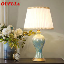 Керамические настольные лампы OUFULA, латунные роскошные современные светильники для фойе, гостиной, офиса, креативной спальни, отеля 2024 - купить недорого