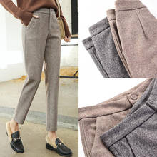 2022 New Woolen Harem Pants Women Spring Autumn Fashion Casual Ankle-length Trousers Female High Waist Loose Pants 2024 - buy cheap