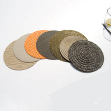 4/6 Pieces of Round Placemat Coaster Kitchen Table Mat Cotton and Linen Woven Bowl Mat Potholder Round Placemat Handmade 2024 - купить недорого