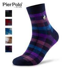 2020 nueva moda Pier Polo negocios Casual hombres Crew calcetines invierno grueso medias de estilo británico a cuadros calcetines de algodón para hombre calcetín 5 pares 2024 - compra barato