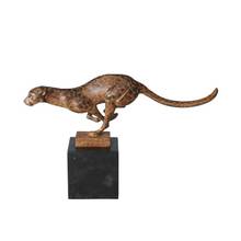 Ручная работа бегущая леопардовая бронзовая статуя скульптура животная пантера медная Статуэтка художественный Декор 2024 - купить недорого