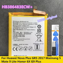 Original novo 3340mah hb386483ecw + bateria para huawei honor 6x gr5 2017 companheiro 9 lite g9 mais maibang 5 MLA-AL00 MLA-AL10 nova plus 2024 - compre barato