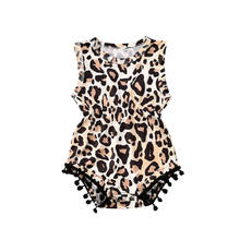 0-24m macacão de leopardo recém-nascido do bebê da menina do menino sem mangas borlas macacão infantil da criança roupa sunsuit 2024 - compre barato