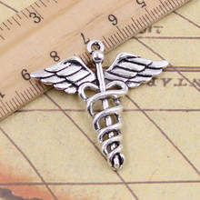 8pcs Charms caduceus medical symbol 40x40mm Tibetan Bronze Silver Color Pendants Making Finding Handmade Antique DIY Jewelry 2024 - buy cheap