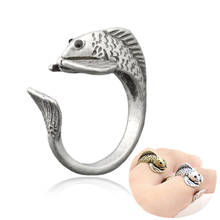 Кольца в стиле ретро с рыбьим хвостом для женщин и мужчин, украшения в античном стиле, регулируемые в виде животных, панк, для пар 2024 - купить недорого