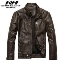 KH-chaqueta de cuero de alta calidad para hombre, abrigo clásico con cuello levantado, para motocicleta, informal, cálido, prendas de vestir de cuero PU 2024 - compra barato