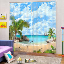 Cortinas 3D de cielo azul para ventanas de playa, sala de estar decorativas para cortinas gruesas, dormitorio, cocina, tratamientos personalizados de bosque 2024 - compra barato