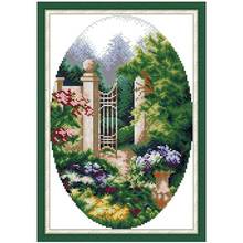 Garden corner counted printed on the canvas 11CT 14CT DIY kit wholesale Cross Stitch embroidery needlework Sets home decor 2024 - buy cheap