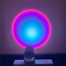 1pc USB Button Rainbow Sunset Projector Atmosphere Led Night Light Home Coffe Shop Background Wall Home Decoration Colorful Lamp 2024 - buy cheap