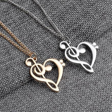 Lucky Love Heart Singer Logo hollow zircon music symbol Pendant Necklace Love Woman Mother Girl Gift Wedding blessing Jewelry 2024 - buy cheap