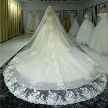 Véu de noiva longo de amarrar com pente, véu de noiva com 350cm de comprimento em marfim, apliques de pente, acessórios de casamento de 3m de largura 2024 - compre barato