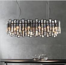 Crystal table chandeliers Nordic modern art chandeliers creative rectangular round bar minimalist LED crystal chandeliers 2024 - buy cheap
