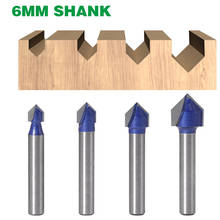 1 pc 6mm haste fresa 90 graus v groove bit 1/4 "5/16" 3/8 "1/2" sólido roteador bit carboneto fresa carpintaria 2024 - compre barato