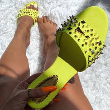 Summer Women Slippers Sexy Flat Rivet Slides Ladies Open Toe Outside Flip Flops Fashion Beach Shoes Summer Female Footwear 2024 - buy cheap