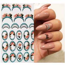 3D Acrylic Engraved  Nail Stickergeometric  flowers leaves shape Water Decals Empaistic Nail Water Slide Decals Z0246 2024 - buy cheap