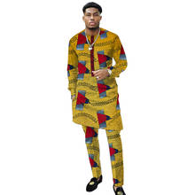 Wine Red Placket Men Patchwork Shirts+African Print Trousers Male Pant Sets Nigerian Suits Customized 2024 - buy cheap