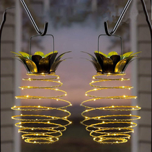 Luminária solar de ferro com formato de abacaxi, lâmpada noturna para parede, iluminação led com fio de cobre, decoração de jardim ao ar livre 2024 - compre barato
