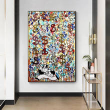 Abstrato dólar monólico homem engraçado posteres e impressões grafite pintura em tela dinheiro arte de parede para decoração da sala de estar 2024 - compre barato