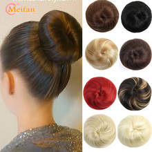 MEIFAN Synthetic Straight Hair Claw Chignon Hair Donut Roller Hairpieces Elastic Rubber Band Fake Hair Bun Drawstring Ponytail 2024 - buy cheap