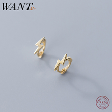 WANTME New Arrival Mini Small Lightning Minimalism Genuine 100% 925 Sterling Silver Stud Earrings for Fashion Women Student Gift 2024 - buy cheap