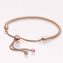 S925 Sterling Silver Rose Gold Long Peach Series Bracelet Rope Blossom Stretch Bracelet For Girlfriend Surprise Gift 2024 - buy cheap