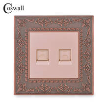 Coswall-Panel de Metal de aleación de Zinc, Conector de 2 entradas, CAT5E, RJ45, para ordenador de datos de Internet, color bronce rojo 2024 - compra barato