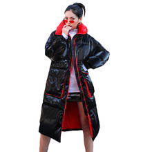 Long Winter Down Jacket 2021 New Women Down Cotton Coat Female Thick Warm Cotton Jacket Coats Female Silver Glossy Down Overcoat 2024 - buy cheap