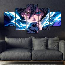 Póster de Anime japonés para sala de estar, cuadro en lienzo impreso, arte de pared, decoración de pared, 5 paneles, sin marco 2024 - compra barato