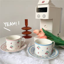 Taza de café divertida coreana personalizada, flor de porcelana, taza de café linda de dibujos animados, arte de desayuno Koffie Kopjes, taza y platillo BL50BD 2024 - compra barato
