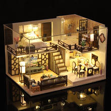 Diy casa de bonecas miniaturas artesanato kits apartamento casa de campo modelo de construção para 2024 - compre barato