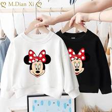 Children's 2021 Spring and Autumn New Mickey Minnie Bow Long Sleeve Round Neck  T-shirt Girls' Backing T-shirt 2024 - buy cheap