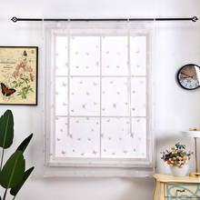 Pastoral cozinha cortinas borboletas bordados sheer curto cortinas romanas porta moderna tule tecidos valance 1pc 2024 - compre barato