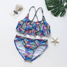 2021 New Girls Swimsuit Leaf print Children Swimwear Two pieces Girls swimwear Kids Beach wear 2024 - buy cheap