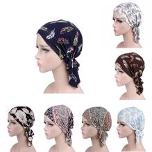 Gorro de quimio con volantes musulmanes para mujer, bufanda, turbante, estampado de flores, novedad de 2021 2024 - compra barato