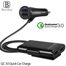 Car Fast QC 3.0 Front Back Phone Charger For iPhone Huawei 4 USB Port Quick Charge Portable Charging Plug Adapter For Samsung 2024 - buy cheap