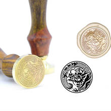 Selo b58 personalizado do selo da cera do teste padrão da tatuagem do dragão punho de madeira inicial feito sob encomenda da cera do casamento de diy 2024 - compre barato