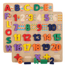 Juguetes Educativos Montessori de madera para niños, tablero de rompecabezas colorido con números del alfabeto 3D, para bebés 2024 - compra barato