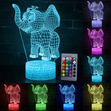 Lâmpada led de toque 3d, luz noturna, elefante, série 7/16, mudança de cores, mesa, crianças, presente de natal, decoração de casa d30 2024 - compre barato