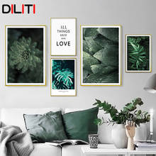 Natural Green Monstera Wall Art Love Quote Canvas Painting Nordic Posters and Prints Pictures for Living Room Home Decoration 2024 - buy cheap